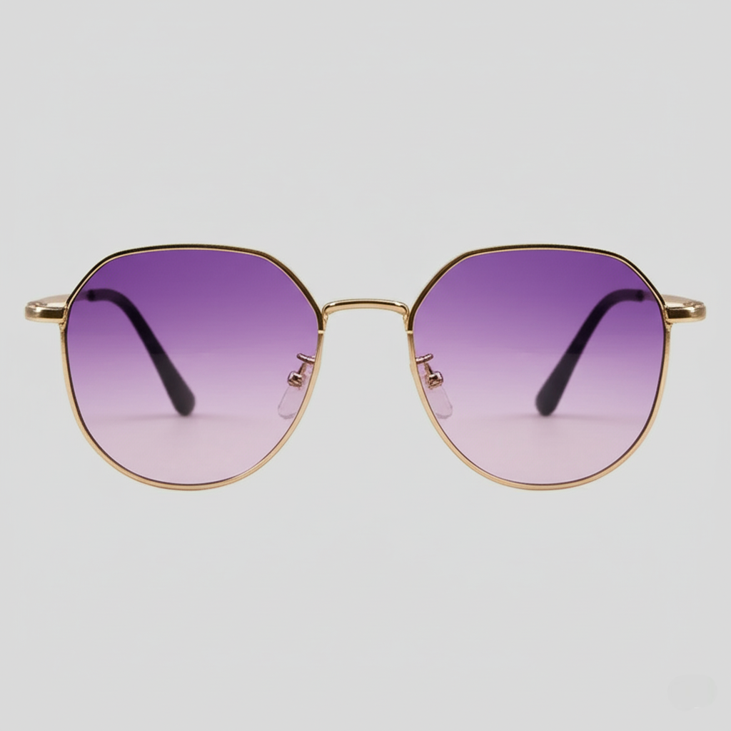 "Hexagon Sunglasses with Gradient Purple Lenses"