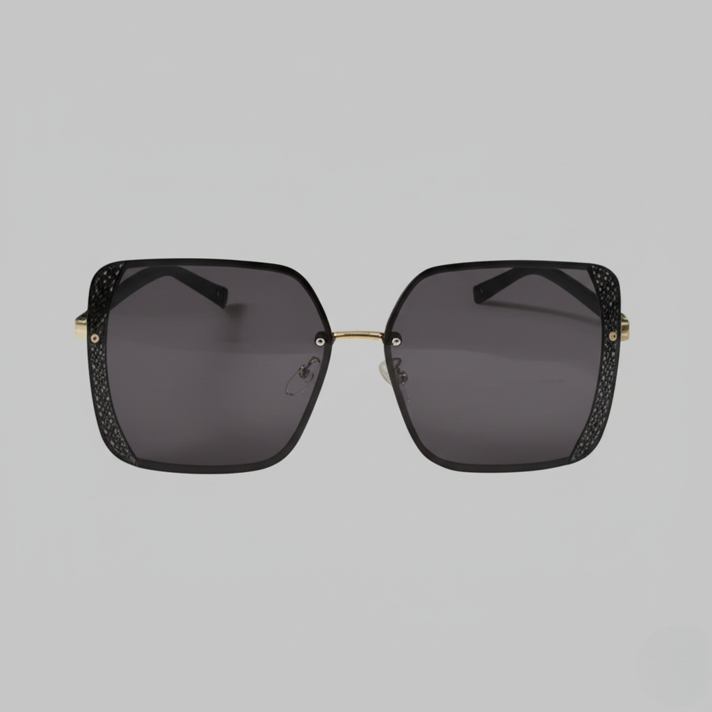 "LUXURY BLACK SQUARE OVERSIZED SUNGLASSES"