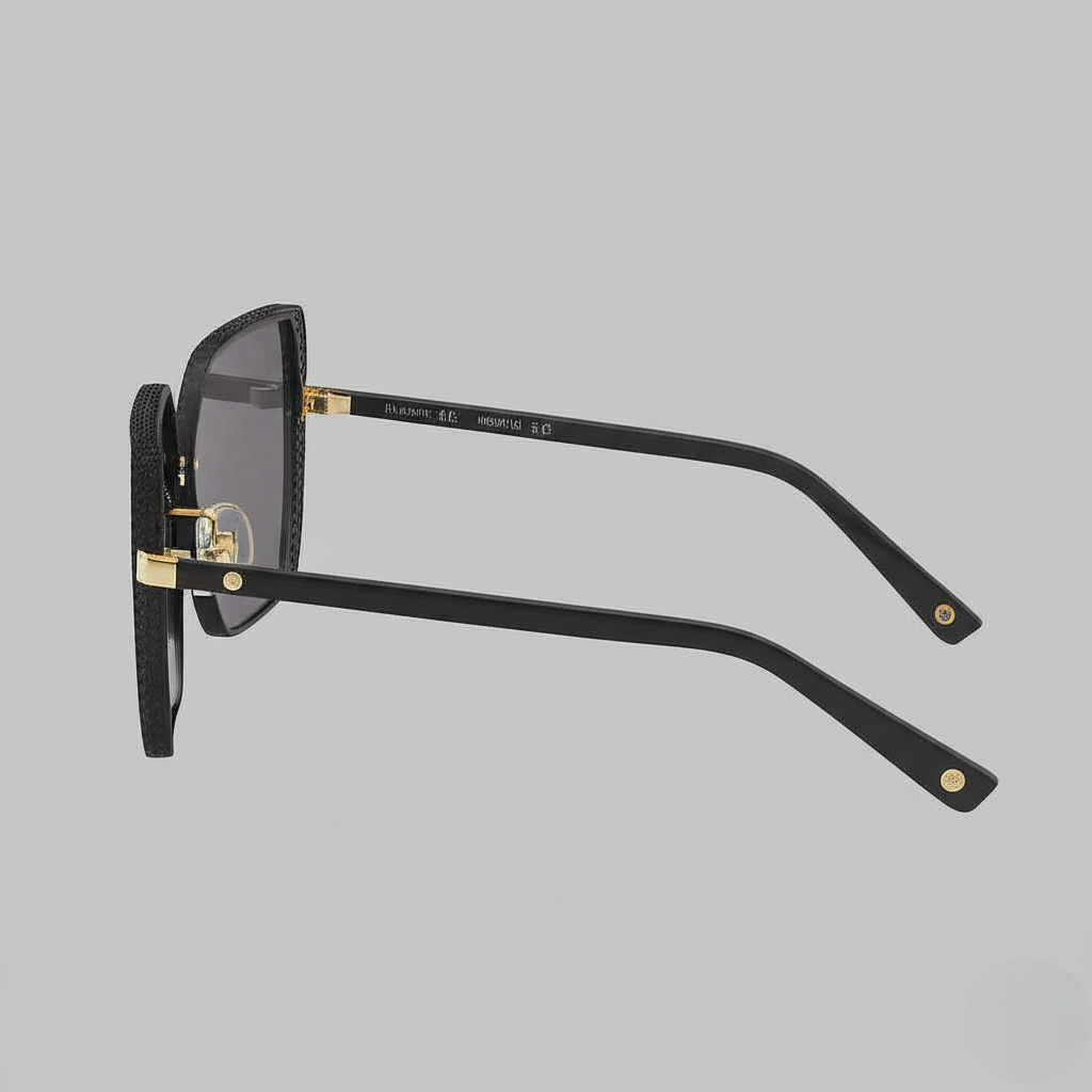 "LUXURY BLACK SQUARE OVERSIZED SUNGLASSES"