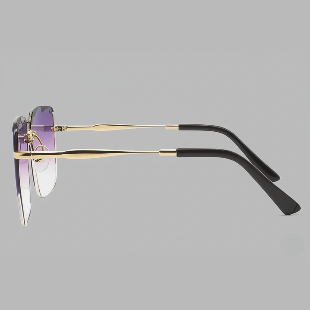 "Luxury Rimless Gradient Purple & Gold Sunglasses"