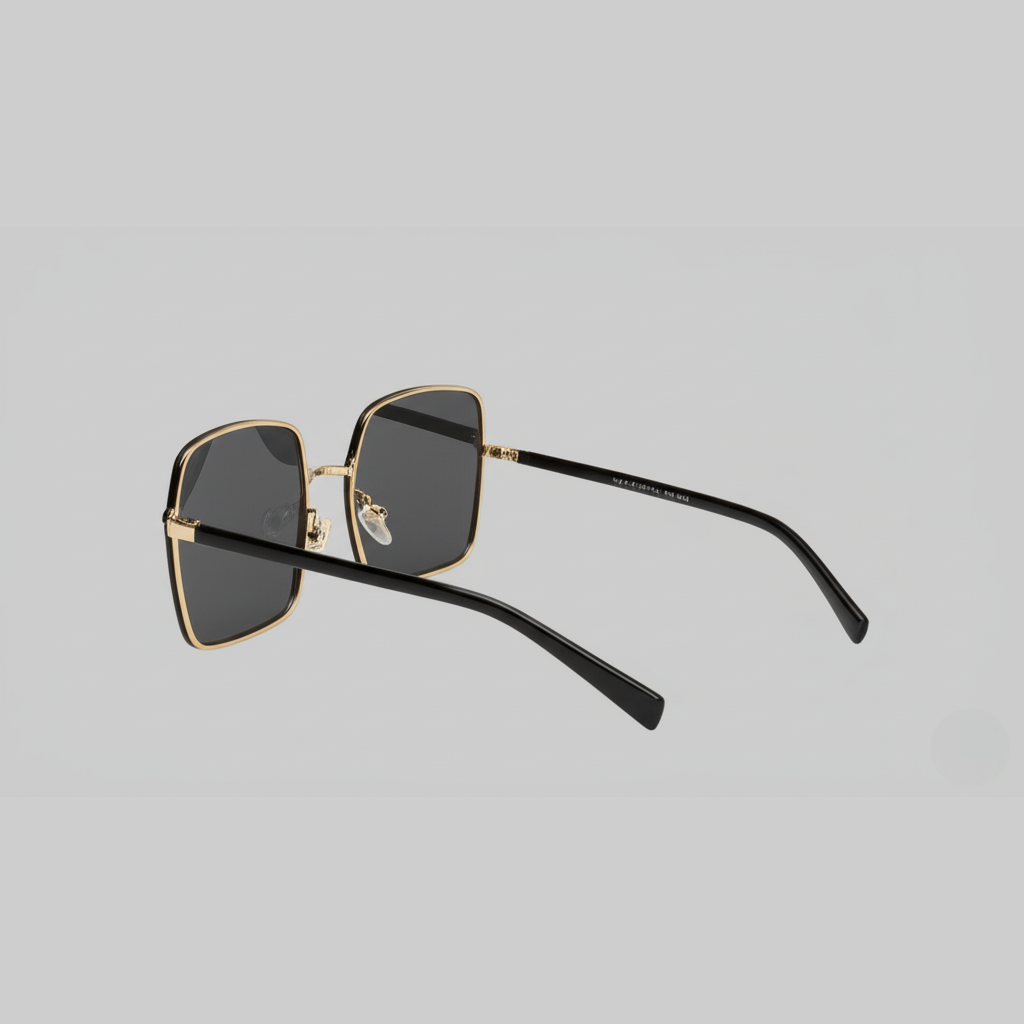 "Chic Oversized Square Frame Sunglasses - Gold & Black"