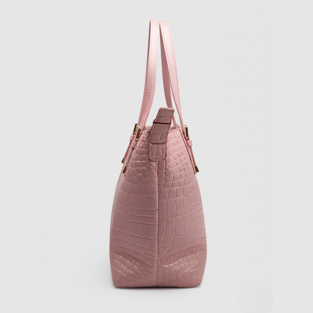 "Rose Croc-Embossed Tote Bag"