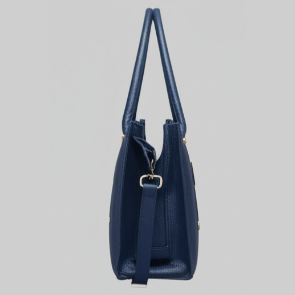 "Navy Blue Textured Tote Bag"
