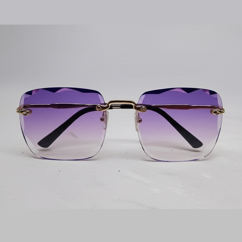 "Luxury Rimless Gradient Purple & Gold Sunglasses"