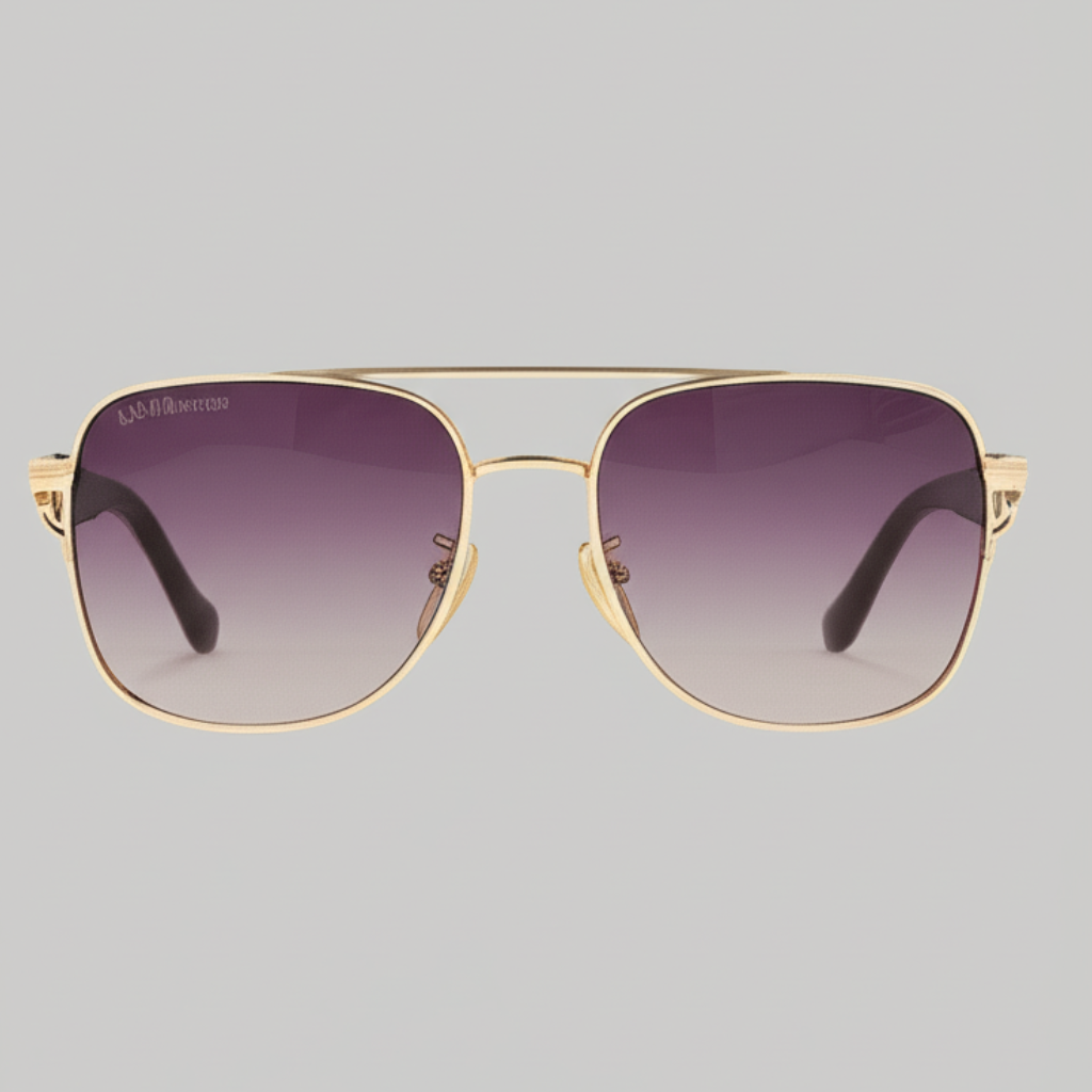 "Luxury Aviator Sunglasses with Gradient Purple Lenses - Gold Frame"