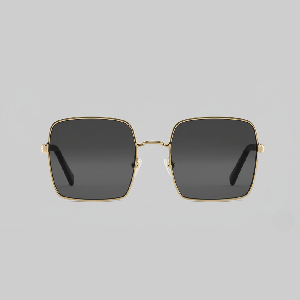 "Chic Oversized Square Frame Sunglasses - Gold & Black"