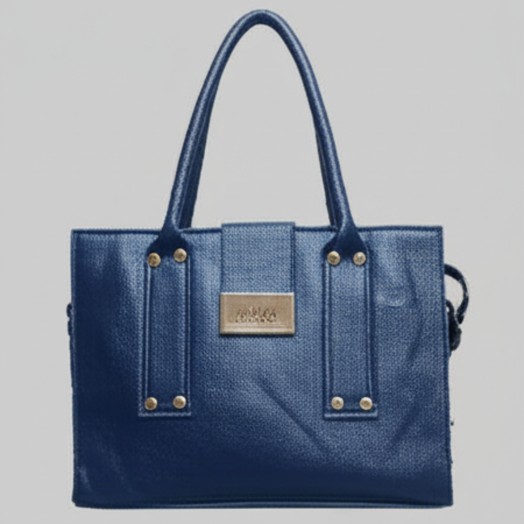 "Navy Blue Textured Tote Bag"