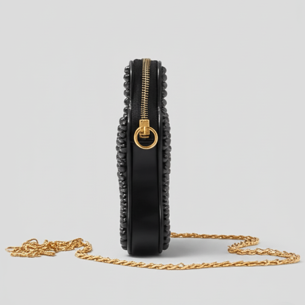"Starburst Evening Clutch with Gold Chain Strap"