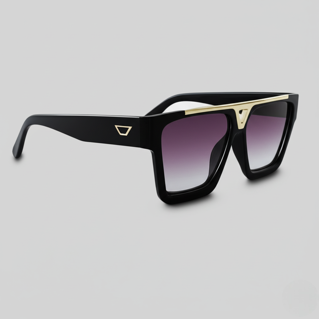"Sleek Gradient Aviator Sunglasses with Gold-Tone Detail"