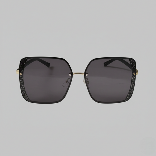 "LUXURY BLACK SQUARE OVERSIZED SUNGLASSES"