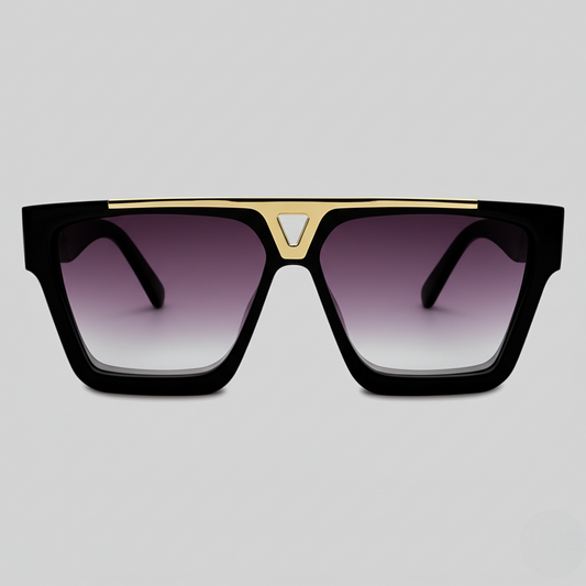 "Sleek Gradient Aviator Sunglasses with Gold-Tone Detail"