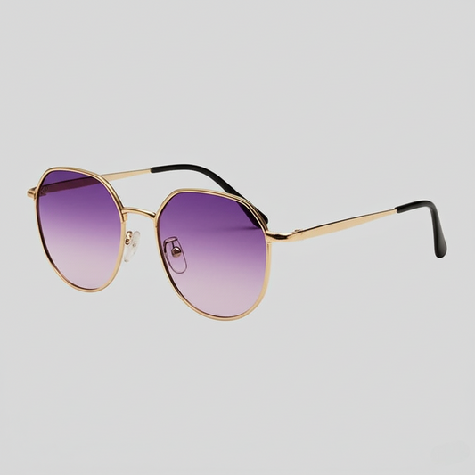 "Hexagon Sunglasses with Gradient Purple Lenses"