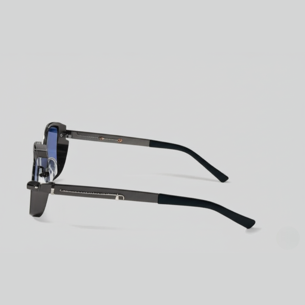 "Retro Round Steampunk Sunglasses with Side Shields"