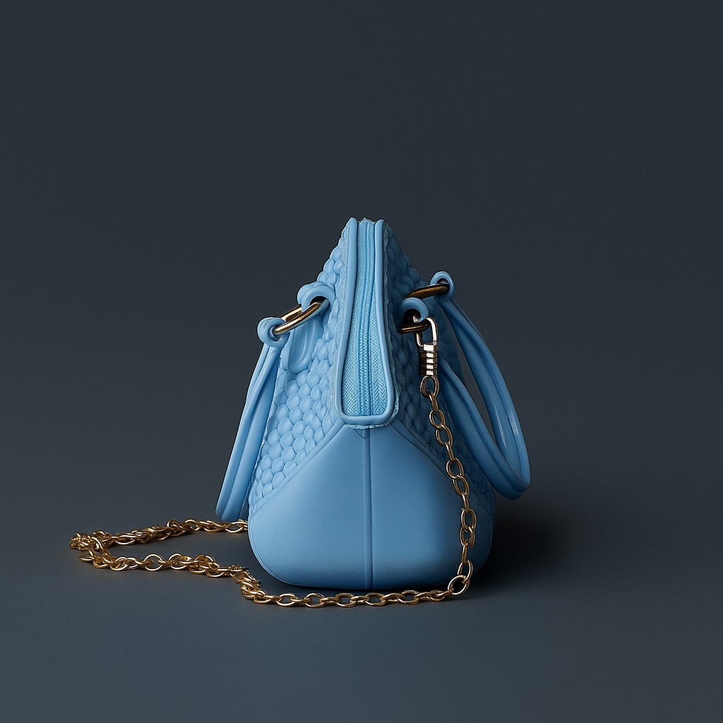 "Modern Sky Blue Structured Shoulder Bag"