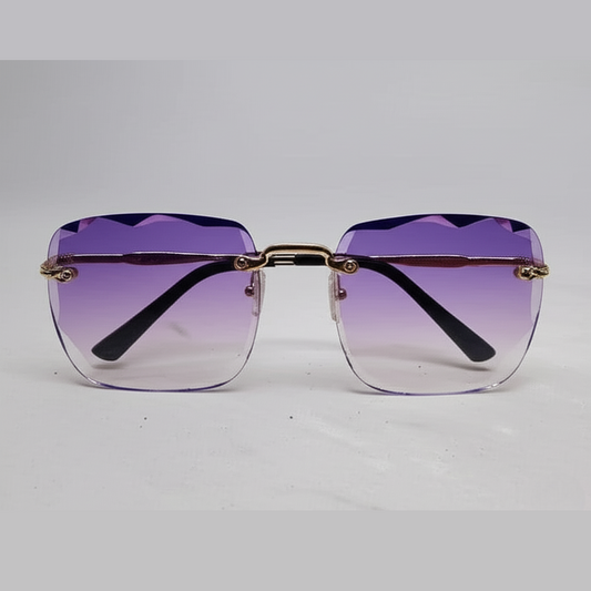 "Luxury Rimless Gradient Purple & Gold Sunglasses"