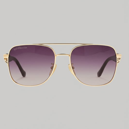 "Luxury Aviator Sunglasses with Gradient Purple Lenses - Gold Frame"