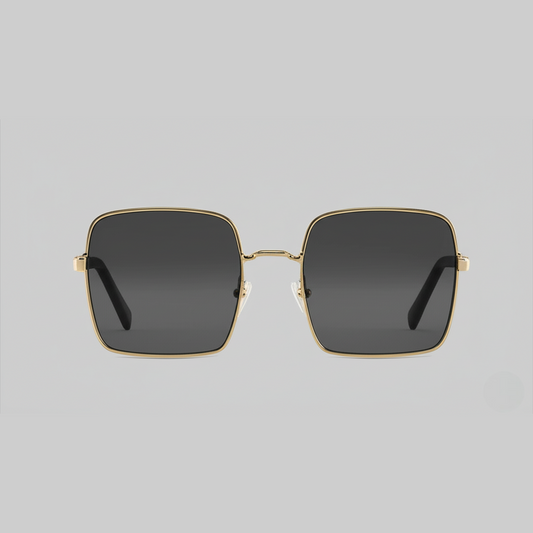 "Chic Oversized Square Frame Sunglasses - Gold & Black"