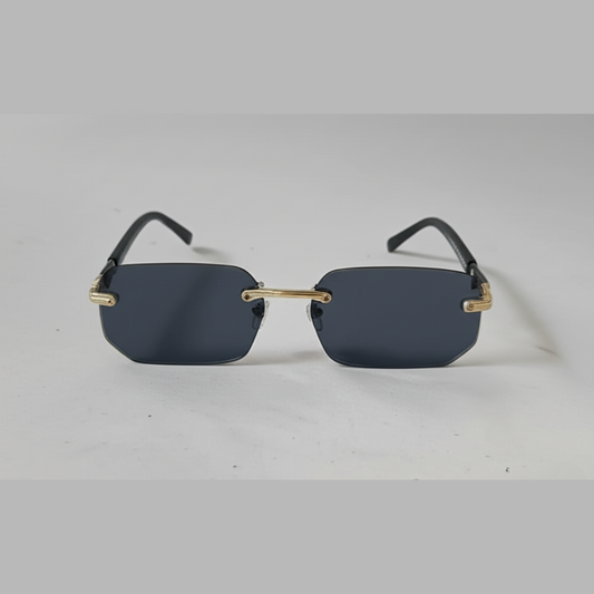 "Luxury Rimless Black & Gold Aviator Sunglasses"