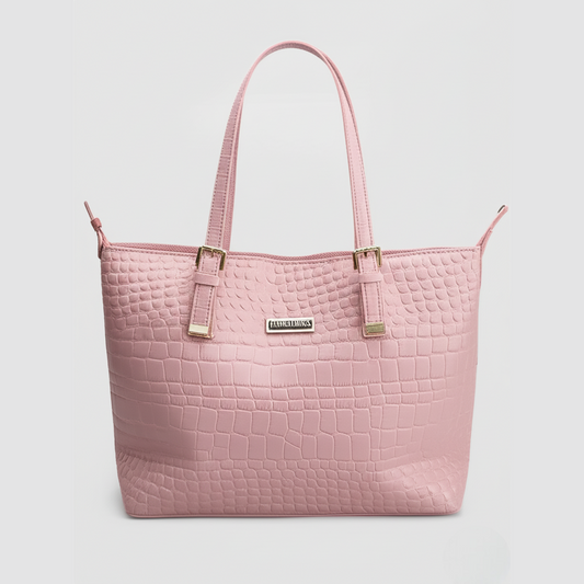 "Rose Croc-Embossed Tote Bag"