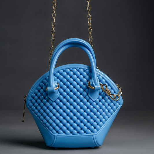 "Modern Sky Blue Structured Shoulder Bag"