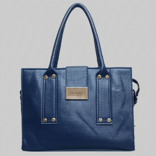"Navy Blue Textured Tote Bag"