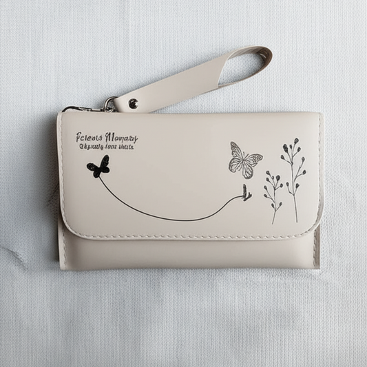 "Butterfly Embossed Wristlet Wallet"