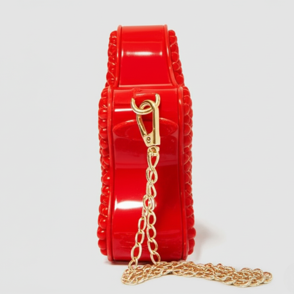 "Ruby Red Star Embellished Crossbody Bag"