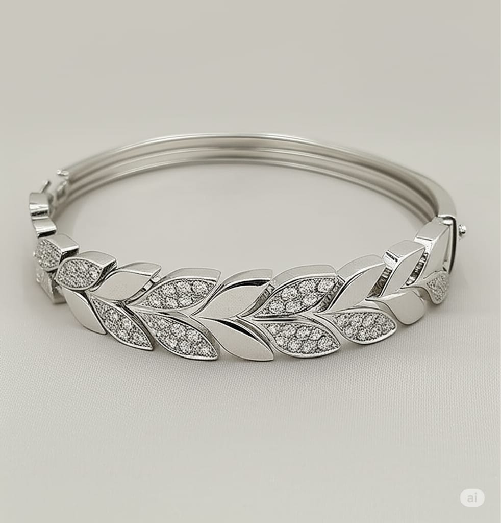Silver Leaf Stone Bracelet