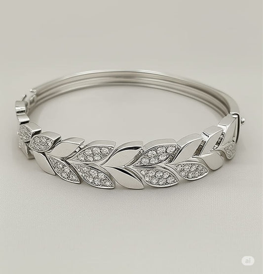 Silver Leaf Stone Bracelet