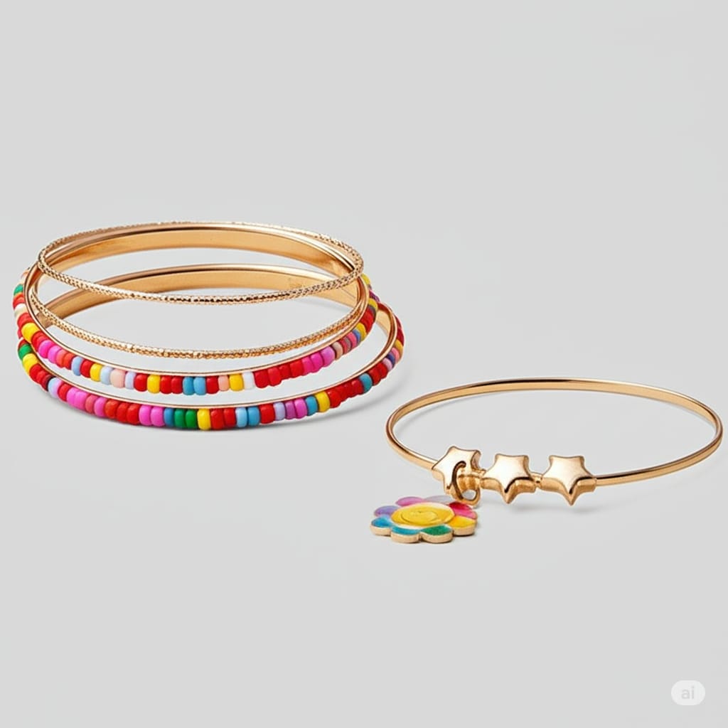 Colorful Beaded Bracelet with Floral Charm